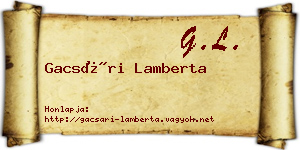 Gacsári Lamberta névjegykártya